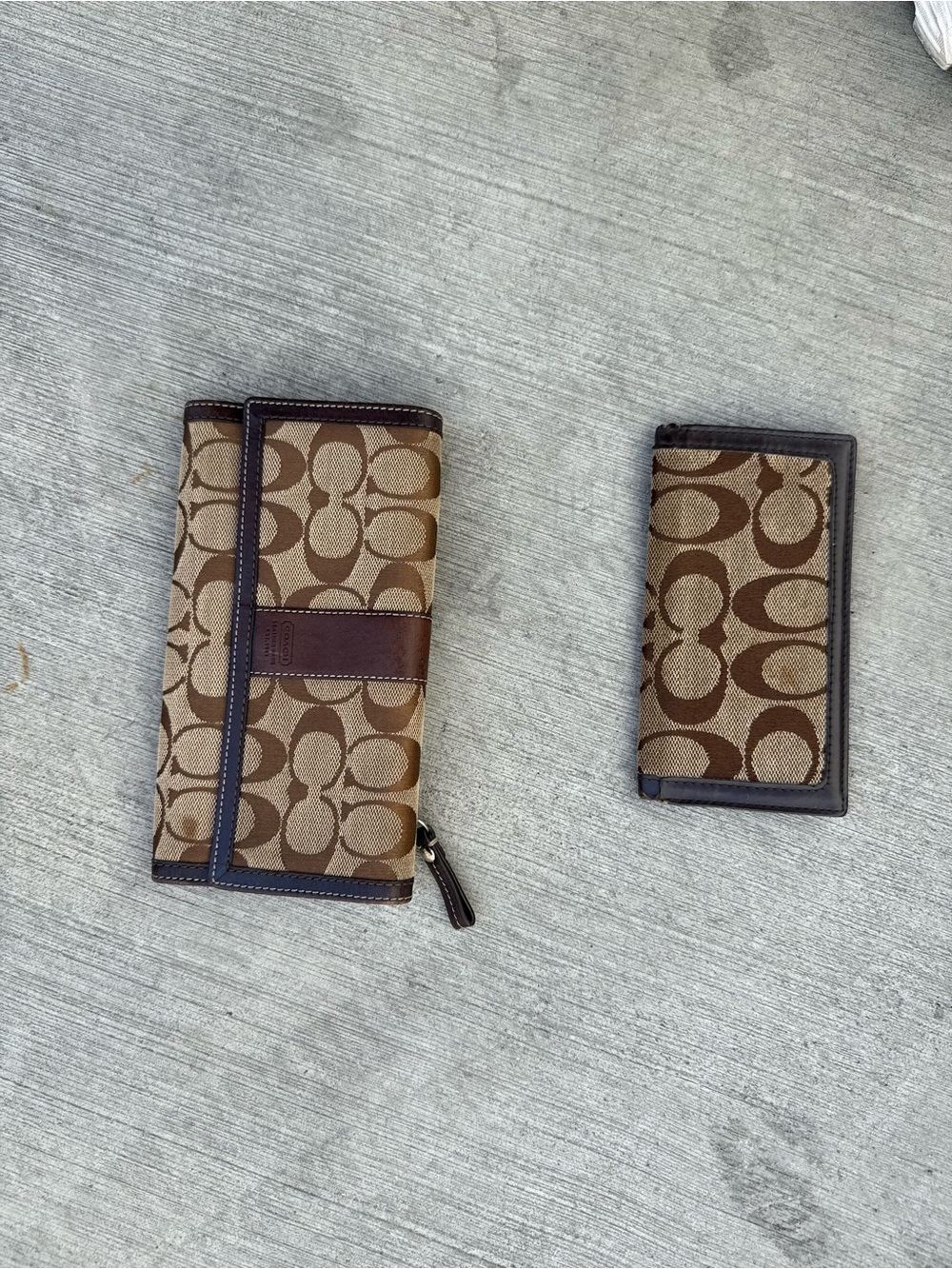 Coach Brown Signature Canvas Wallet and Card Case Set
